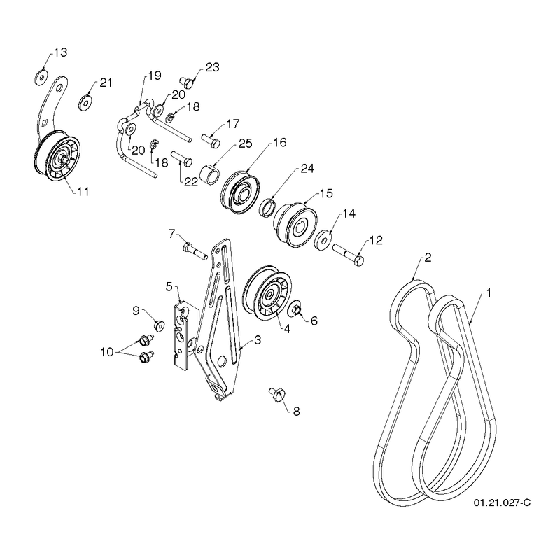 CHASSIS, ENGINE AND PULLEYS