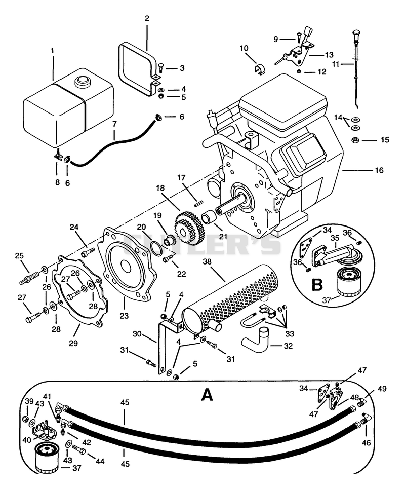 FUEL AND EXHAUST SYSTEM - PROFESSIONAL 16 B & S