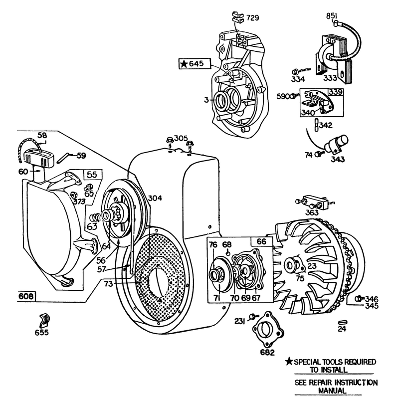Engine Briggs & Stratton Model No. 252412 Type No. 0191-01 (11 H.p.snowthrower Model 38090)