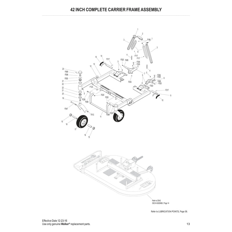 42 INCH COMPLETE CARRIER FRAME ASSEMBLY