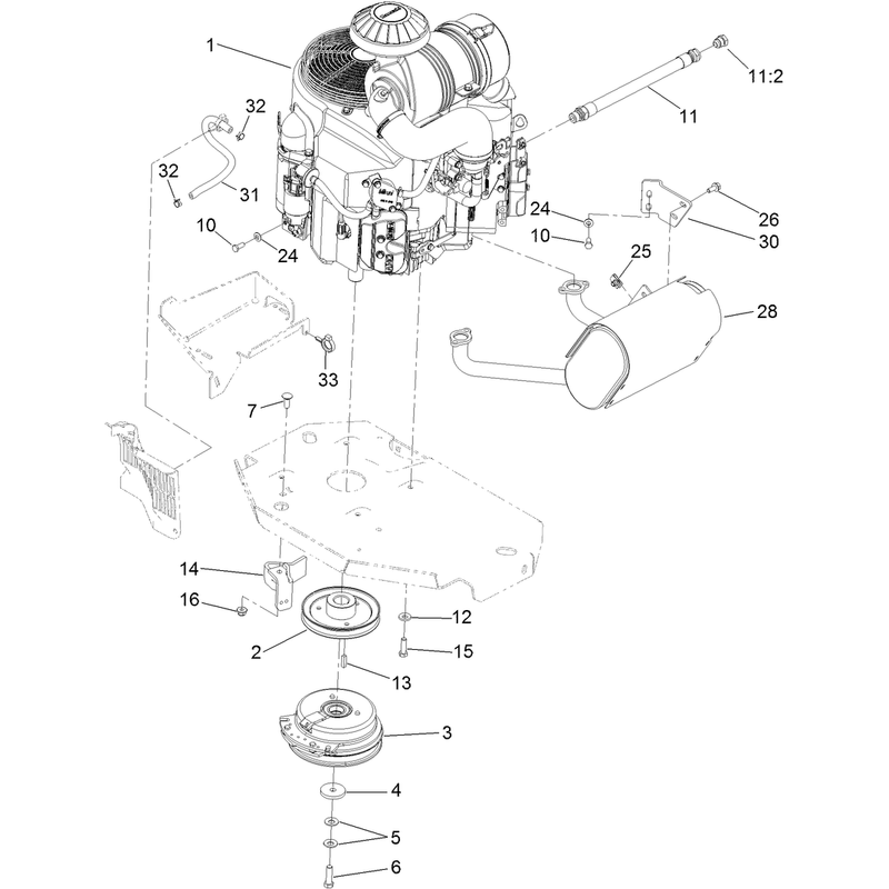 Engine, Muffler and Clutch Assembly