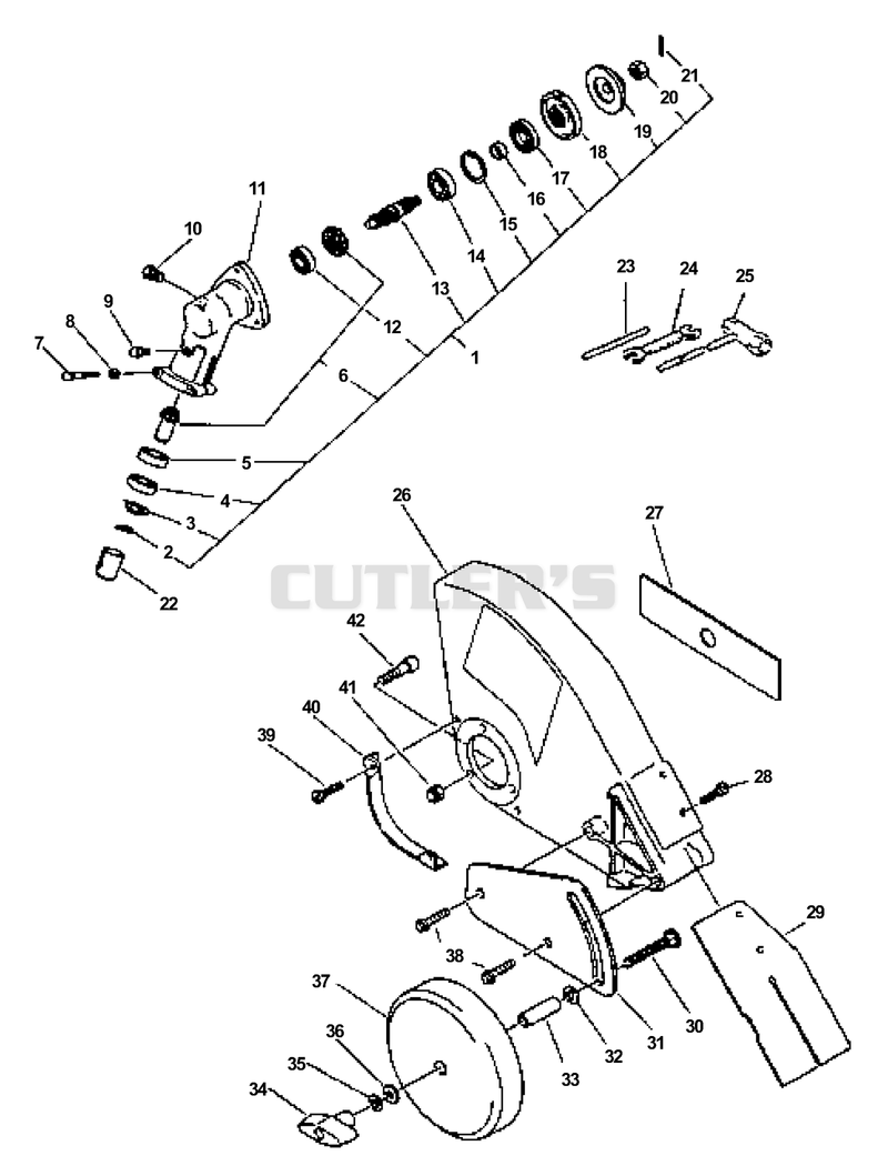 Gear Housing Asy., Shield, Tools