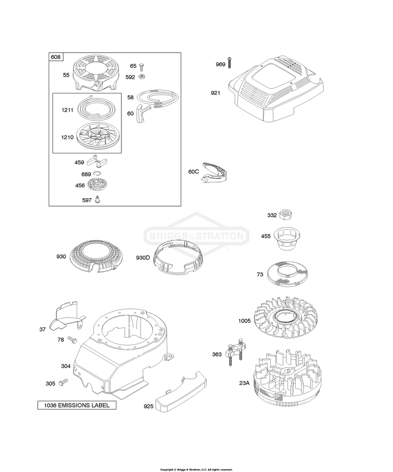 Blower Housing/Shrouds, Flywheel, Rewind Starter