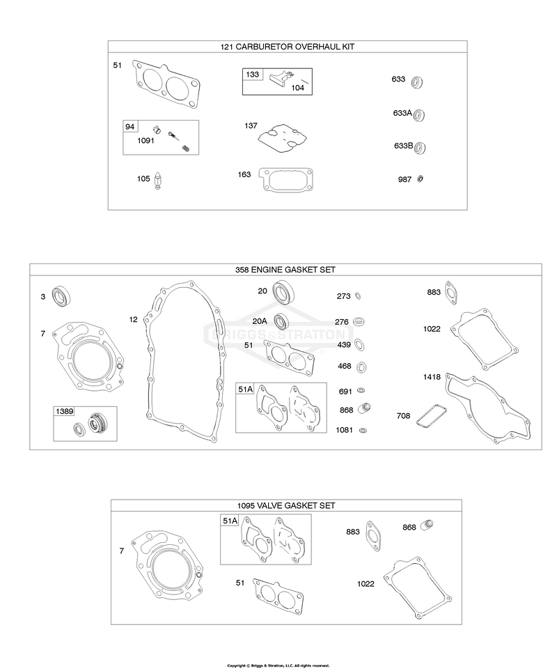 Carburetor Overhaul Kit, Engine & Valve Gasket Sets