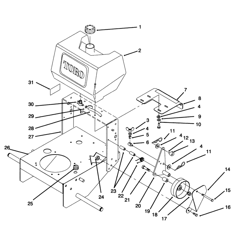 Frame Fuel Tank and Wheel Drive Idler