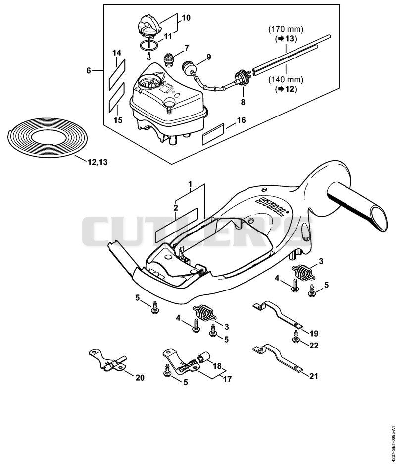 Handle frame, Fuel tank