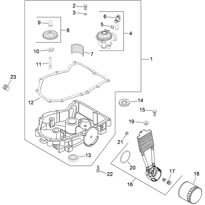 Oil Pan and Lubrication Assembly  Kohler CV730-3118