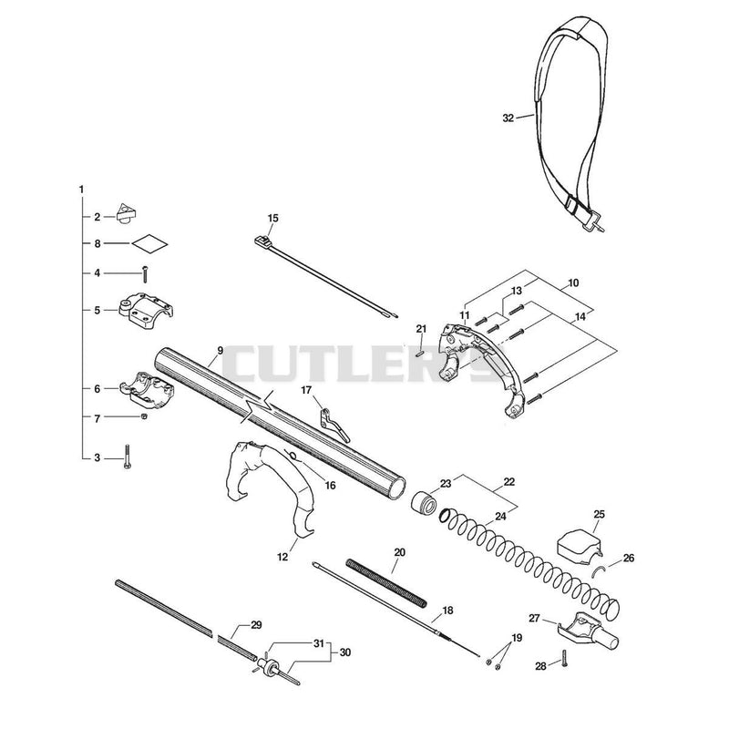 HANDLE, STOP SWITCH, THROTTLE CABLE, DRIVESHAFT