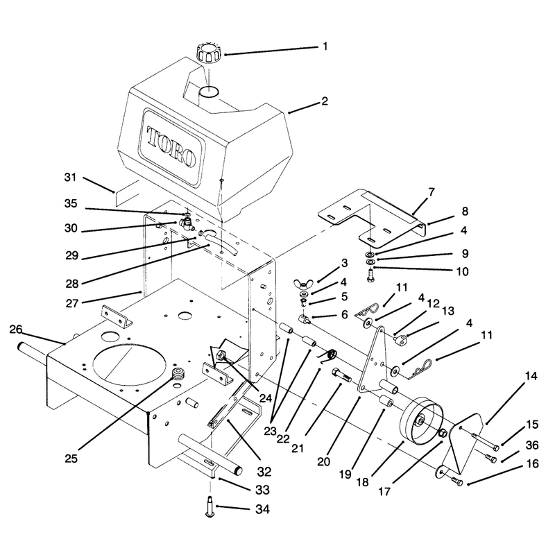 Frame Fuel Tank and Wheel Drive Idler