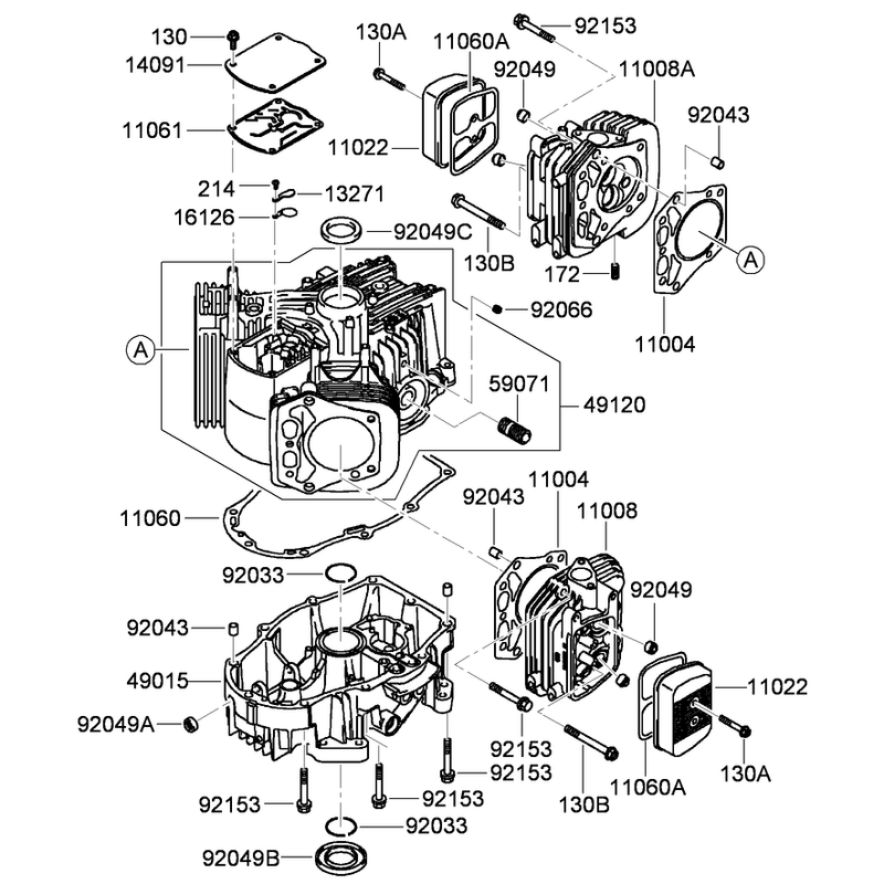 Cylinder and Crankcase Assembly  Kawasaki FH680V-BS39