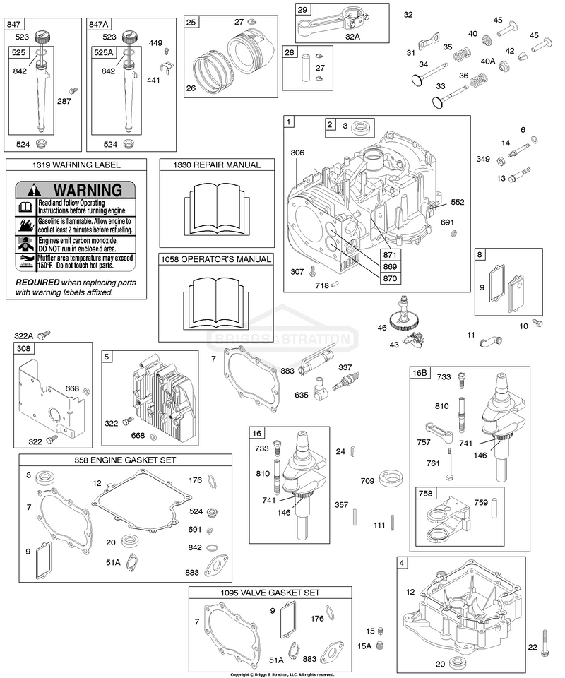 Crankcase Cover/Sump, Engine Gasket Set, Cylinder, Oil, Valve Gasket Set, Crankshaft, Piston/Rings/Connecting Rod