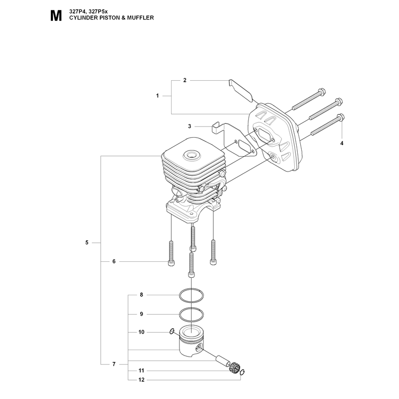 CYLINDER, PISTON AND MUFFLER