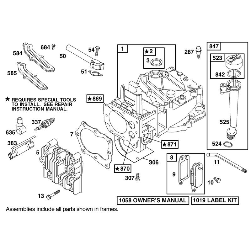 Cylinder and Cylinder Head Assembly Briggs and Stratton Model 12j805-2370-B1