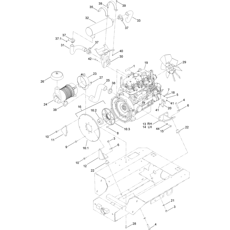 Engine, Air Cleaner and Exhaust Assembly