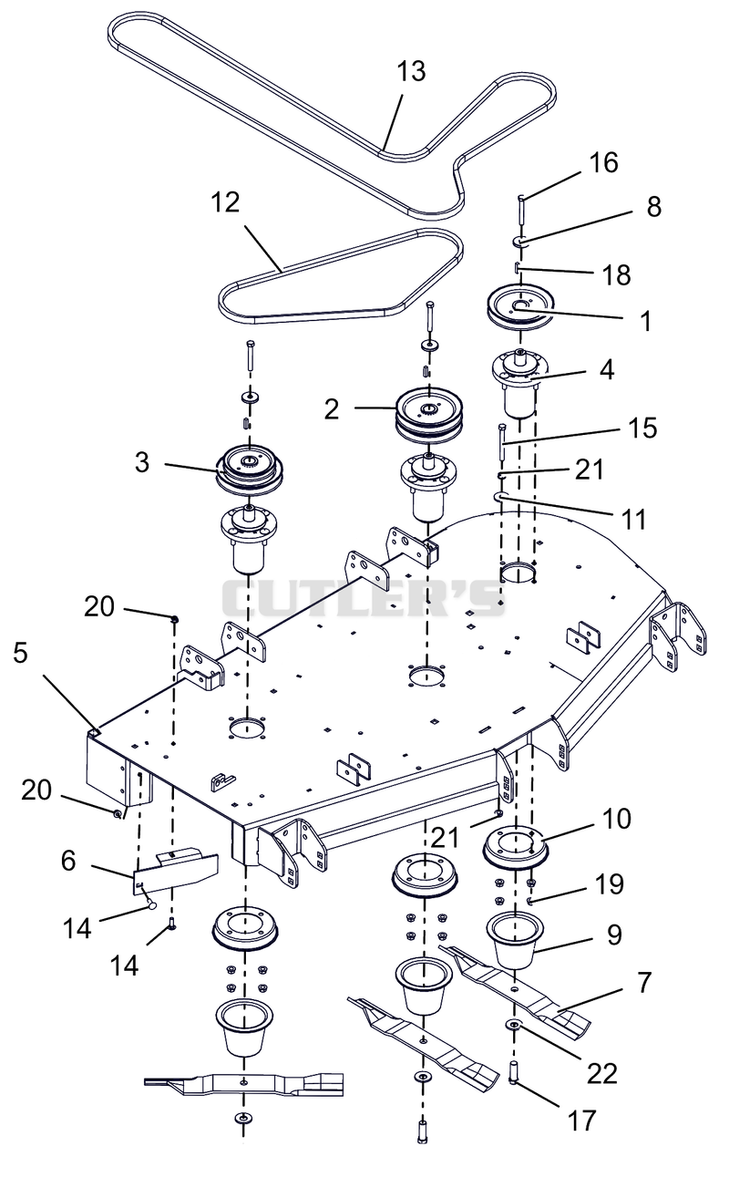Deck, Belts, Baffle, Blades And Spindles - 52"