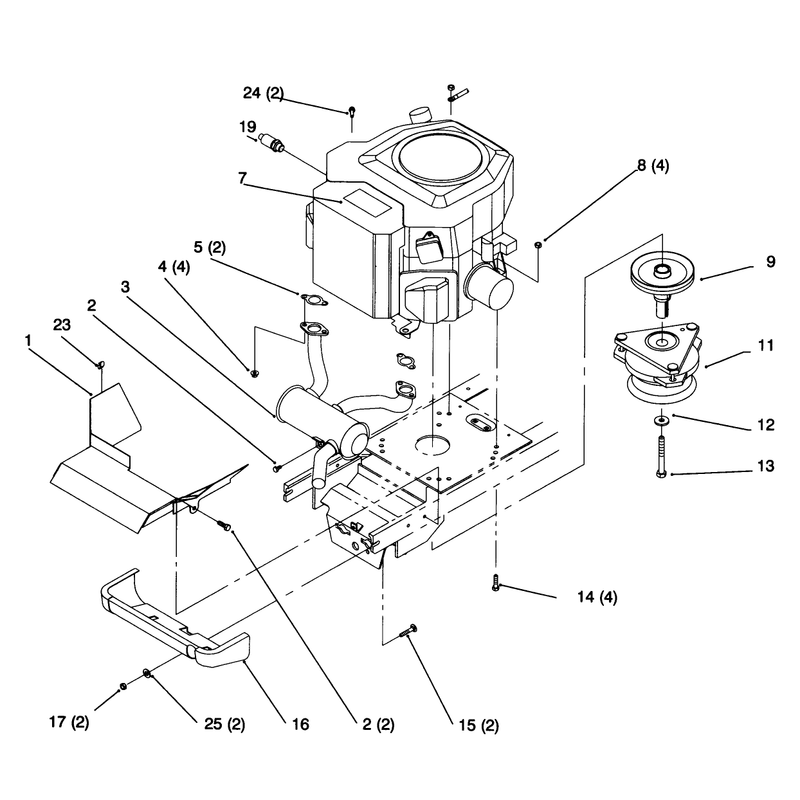 Twin Cylinder Engine Muffler and PTO