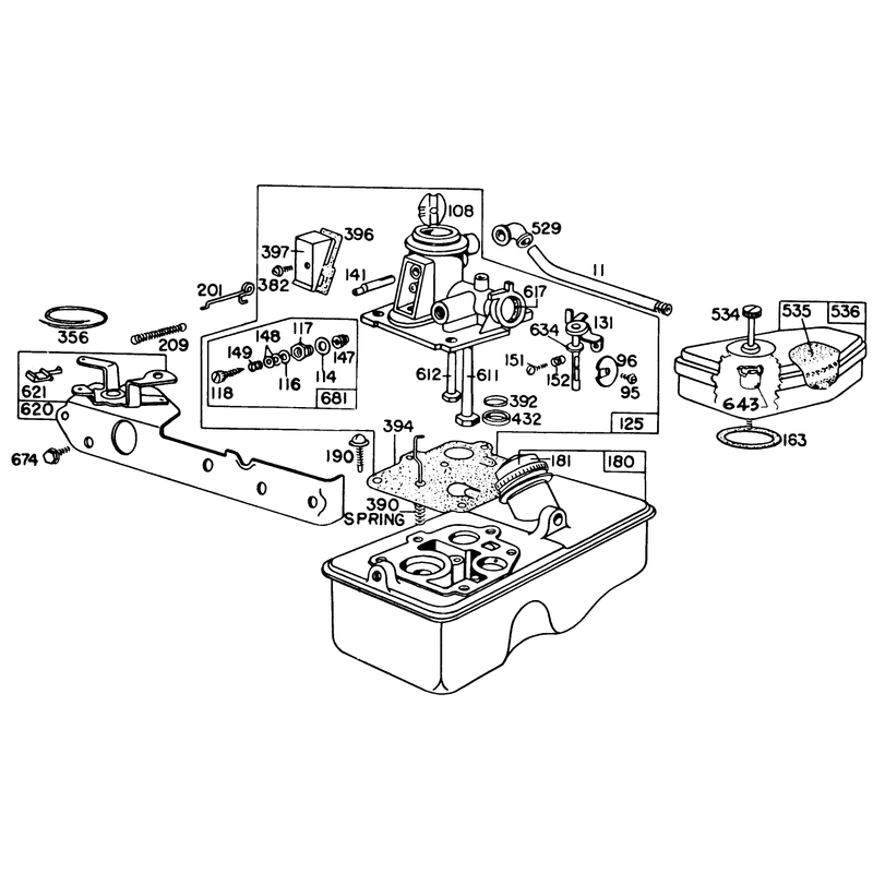 Briggs and Stratton Carburetor Assembly Model 92908-1842-01 for 21in Hand Propelled Model 16113 and 21in Self Propelled Model 16277