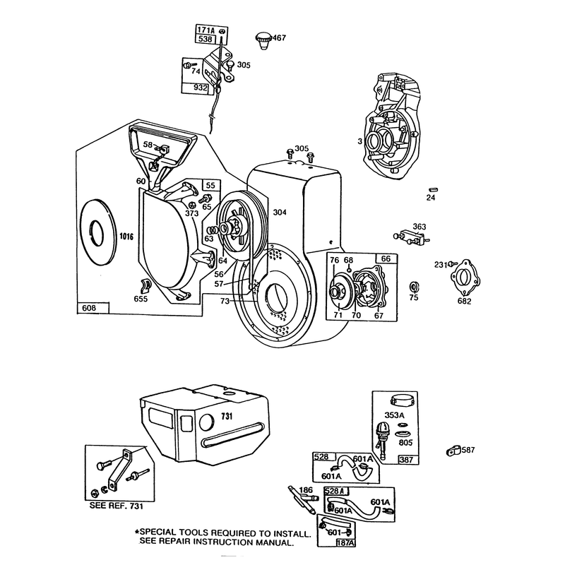 Engine Briggs & Stratton Model No. 252416 Type 0755-01 (model 38580)