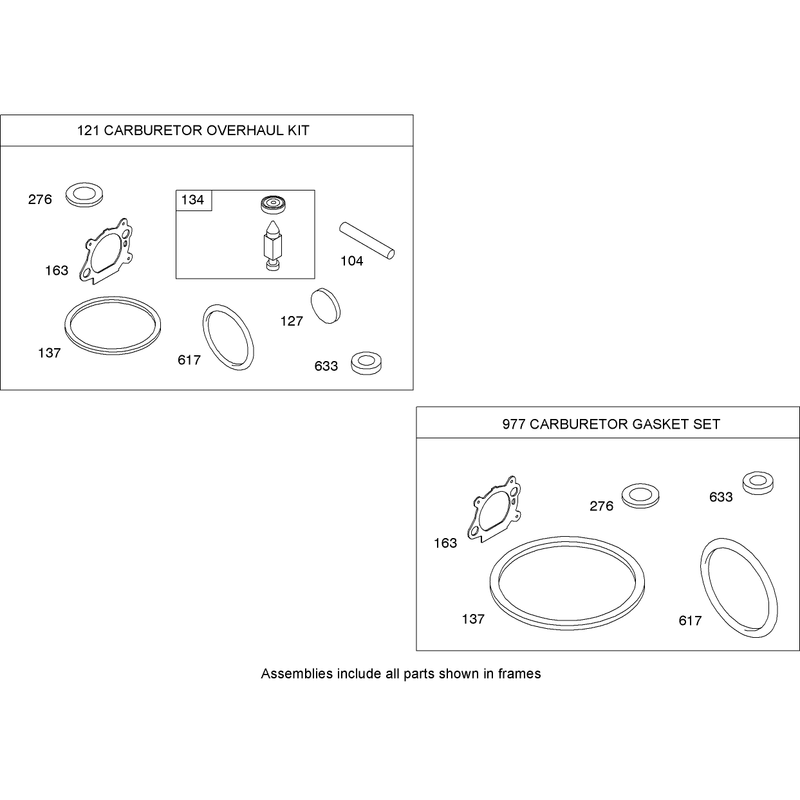 Carburetor Overhaul Kit Briggs and Stratton 126T02-0209-B1