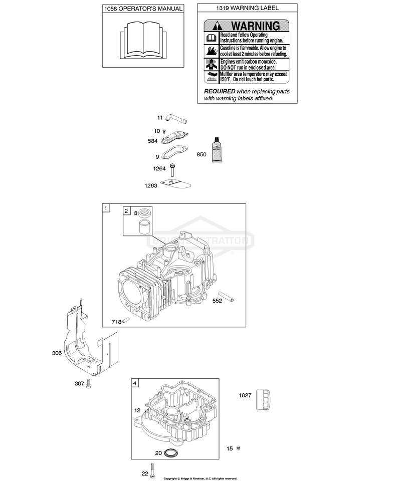 Cylinder, Engine Sump, Operator's Manual, Warning Label