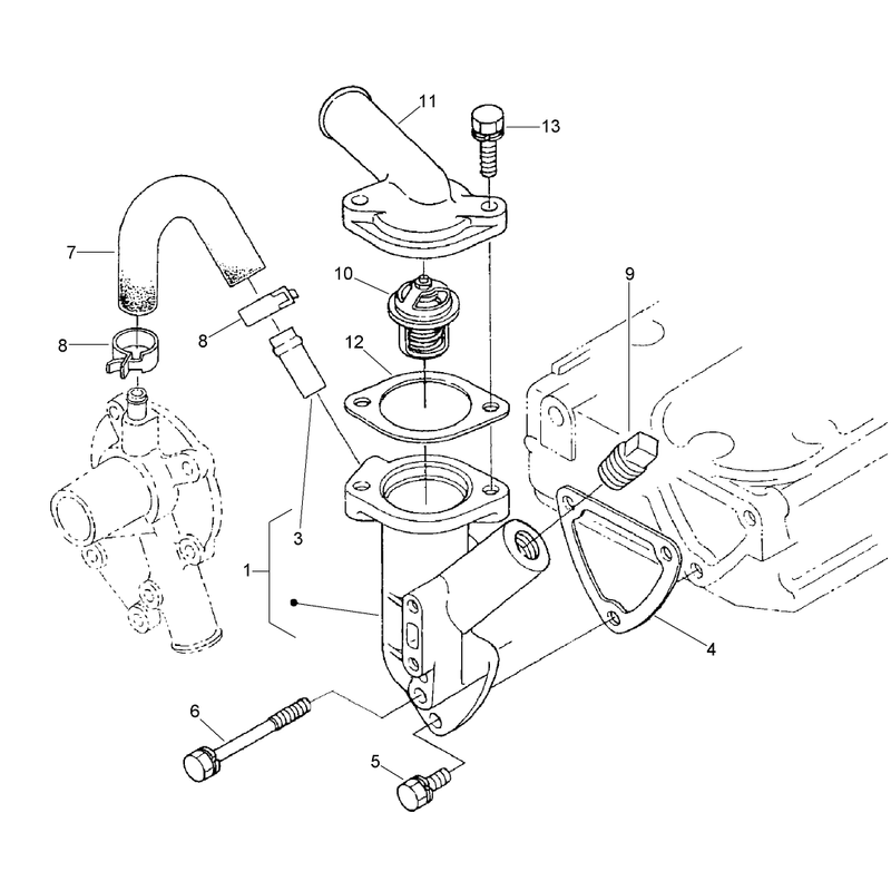Water Flange and Thermostat Assembly