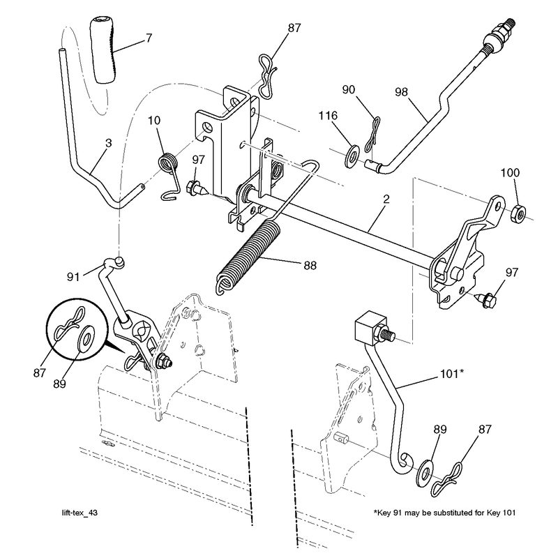 MOWER LIFT LEVER