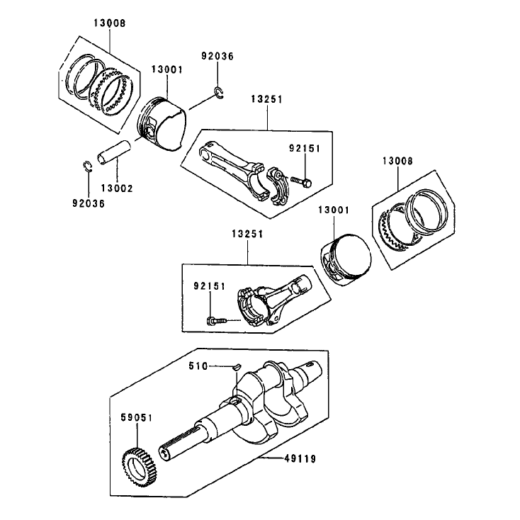 PistonCrankshaft Assembly Kawasaki FD750D-AS03