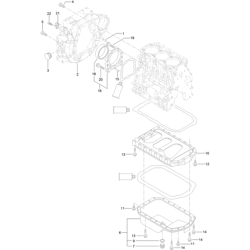 Flywheel Housing and Oil Sump Assembly