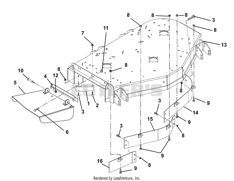 Deck, Discharge Chute And Baffles