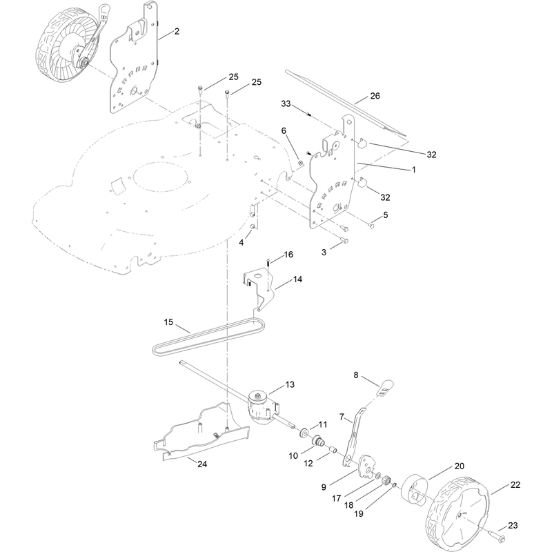 Rear Wheel and Height of Cut Assembly