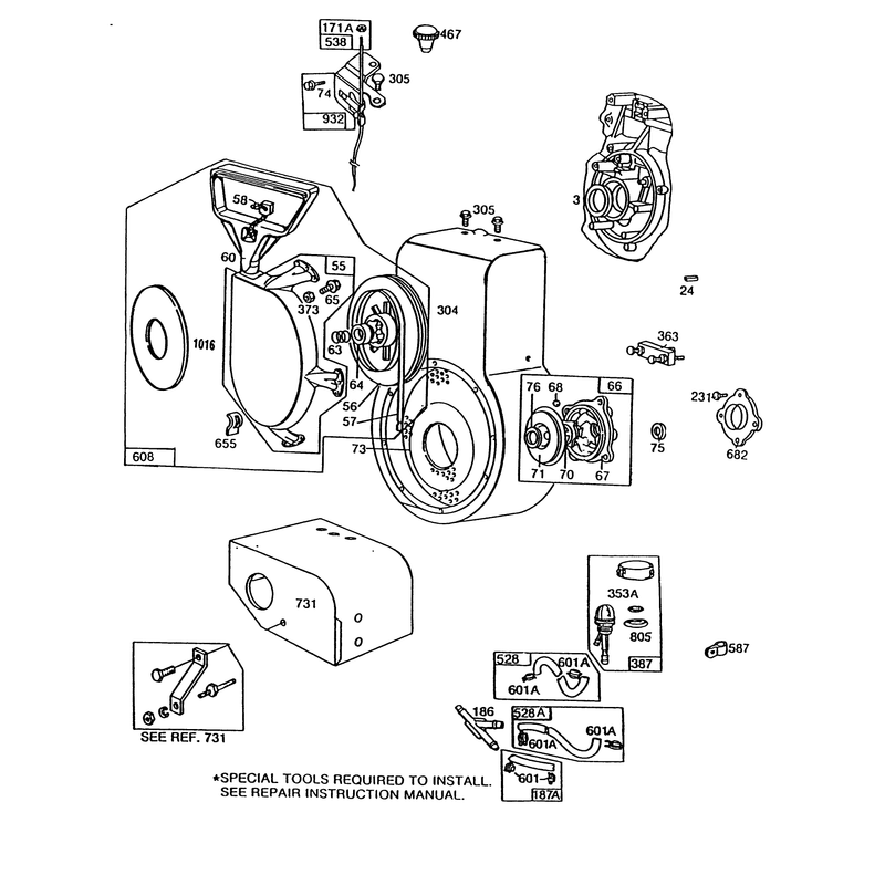 Engine Briggs & Stratton Model 252416 Type 0756-01 & 0757-01 (model No. 38580 & 38566)