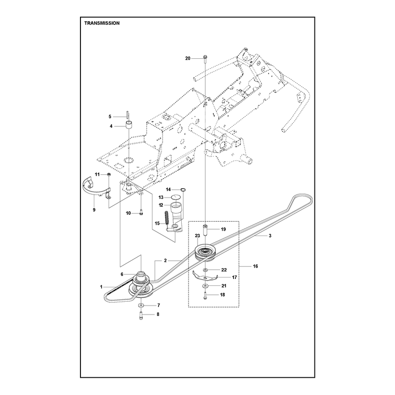 CHASSIS, ENGINE AND PULLEYS