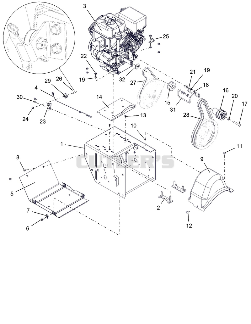 Engine, Frame And Belt Drive