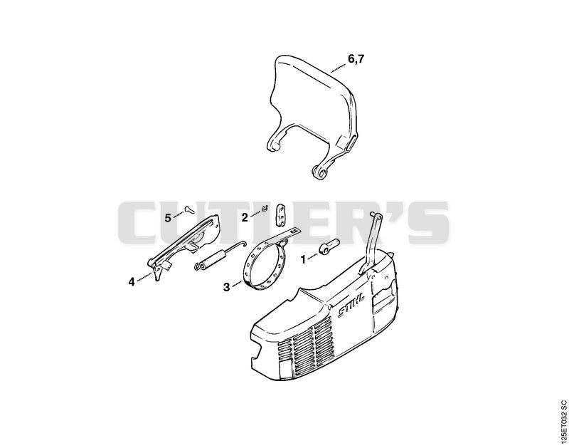 Chain brake, Chain tensioner, Chain sprocket cover