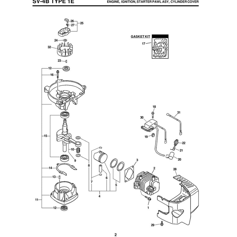 Sv-4B Type 1E Engine, Ignition, Starter Pawl Asy, Cylinder Cover
