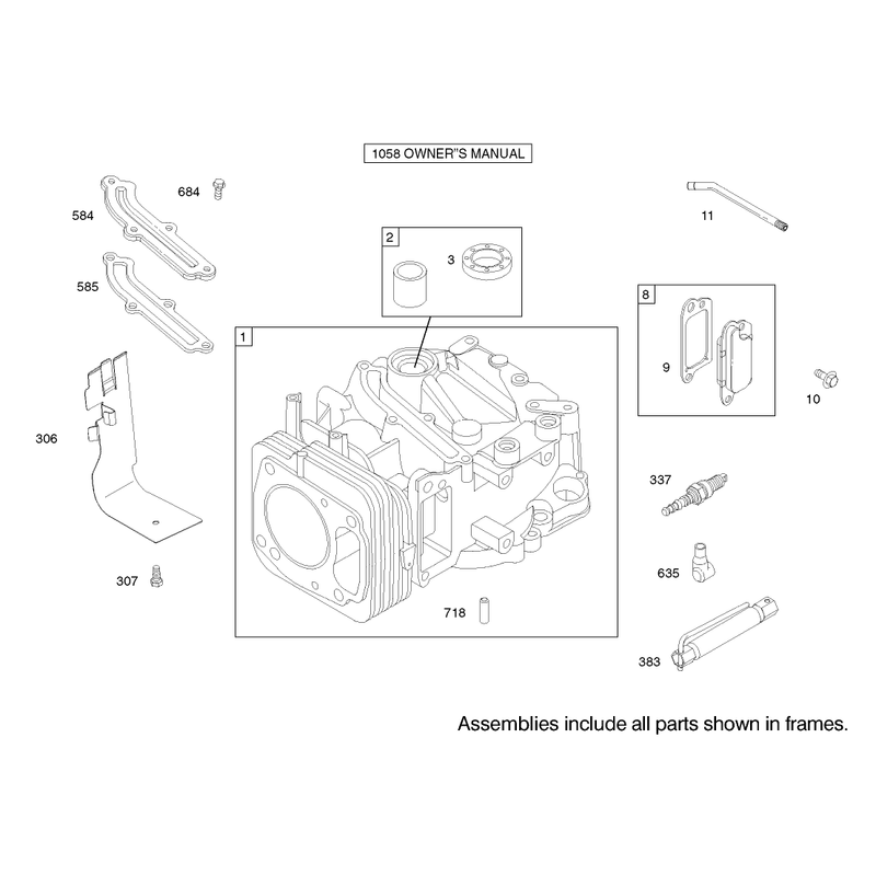 Cylinder Assembly Engine Briggs and Stratton Model 122607-0116-E1