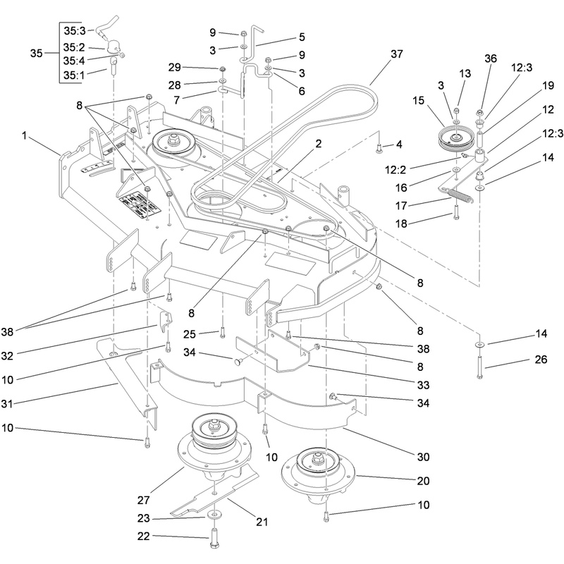 Deck Drive and Baffle Assembly