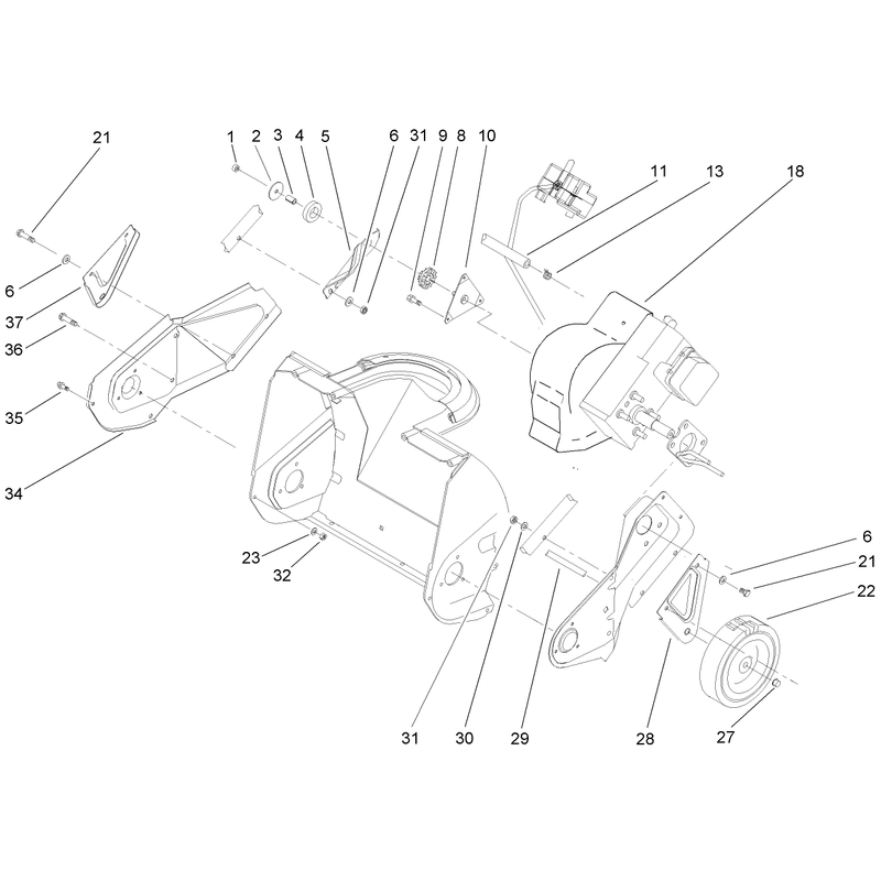 Engine, Side Plate and Wheel Assmbly