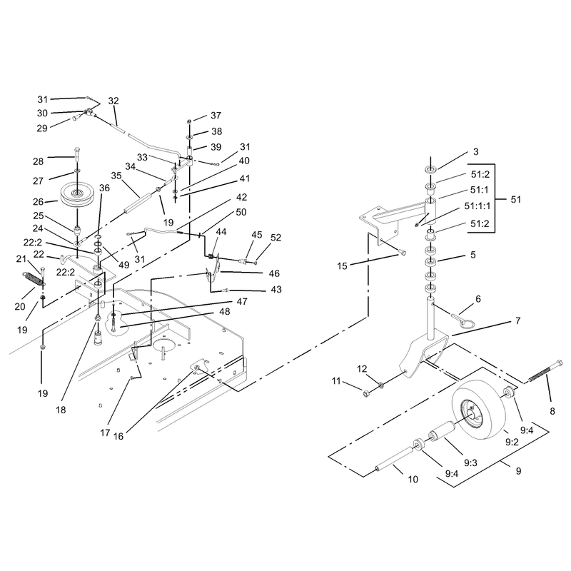 Front Caster and Blade Brake Assembly