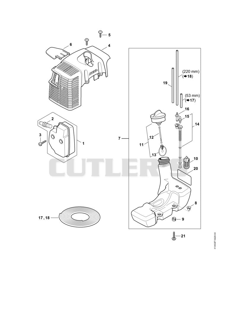 Muffler, Shroud, Fuel tank ⇤ 811880965