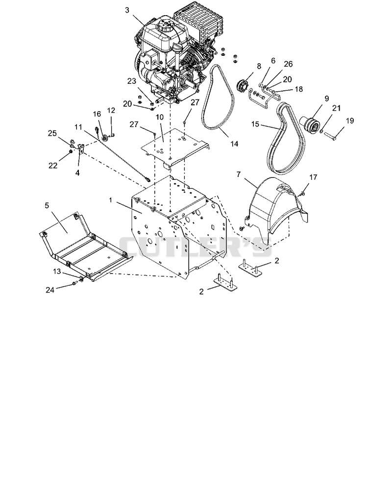 Engine, Frame, And Belt Drive
