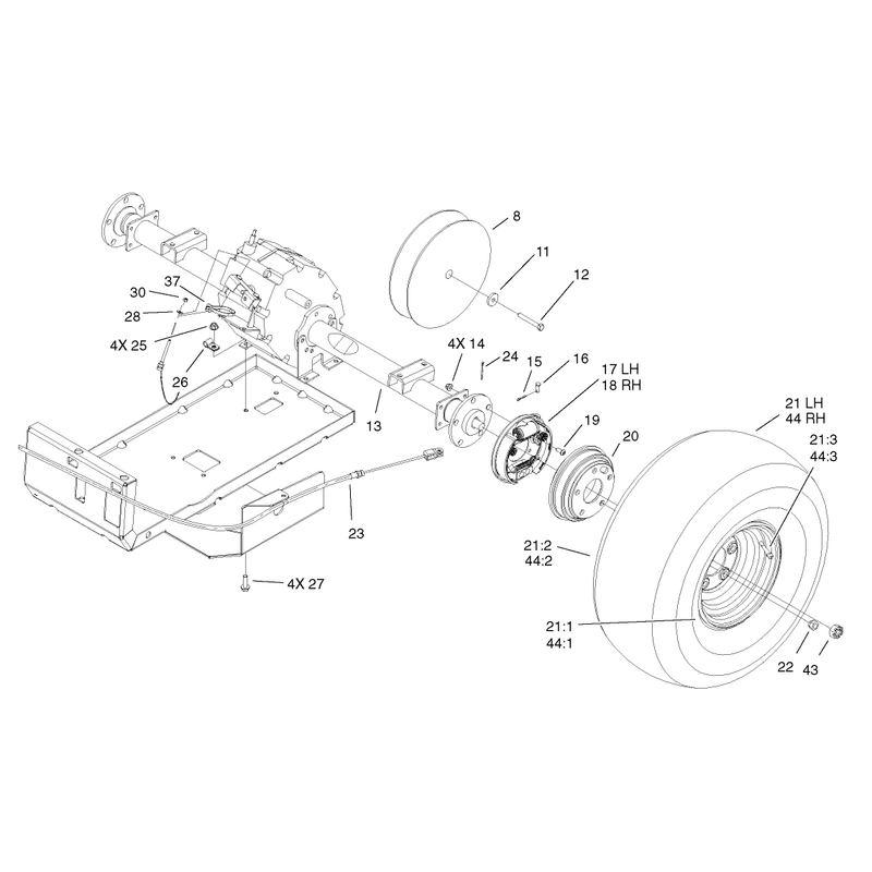 Rear Tire and Transaxle Assembly