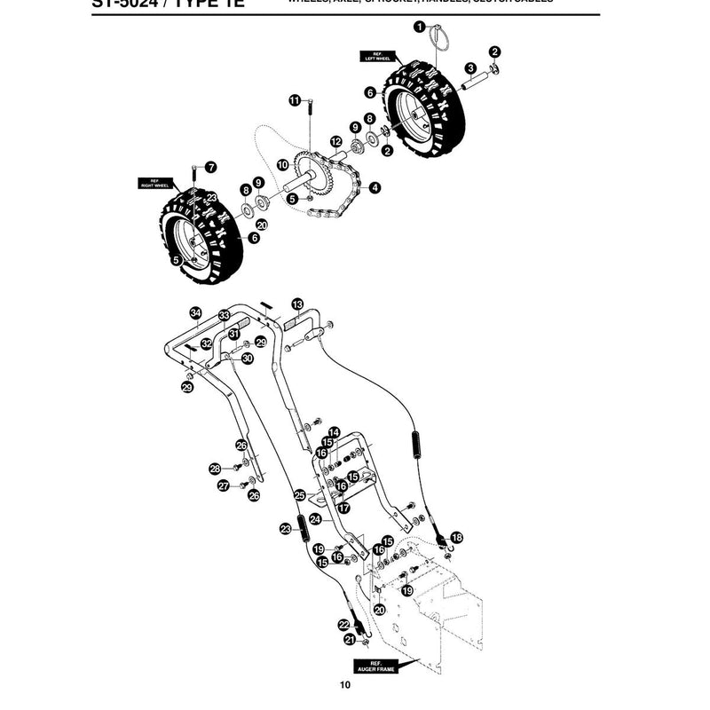 WHEELS, AXLE,  SPROCKET, HANDLES, CLUTCH CABLES