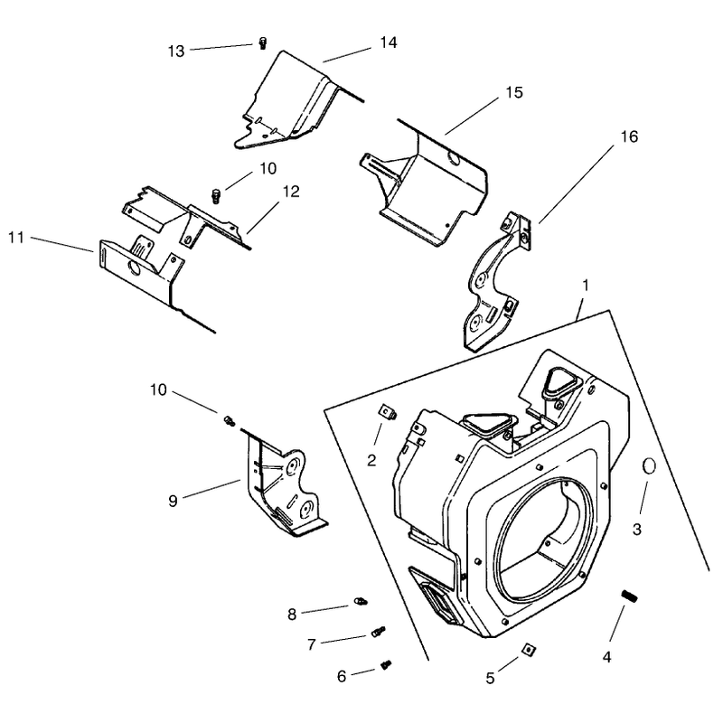 Group 6 Blower Housing and Baffles Model 73470 Only