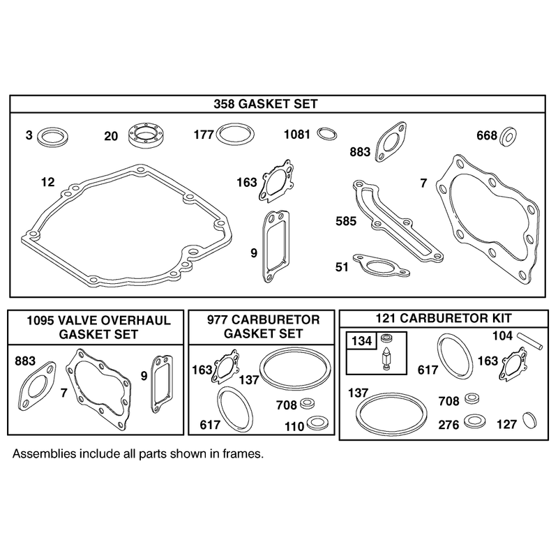 Gasket Sets and Carburetor Kit Assemblies Briggs and Stratton 12h807-1775-E1
