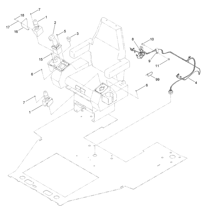 Seat Harness and Joystick Control Assembly