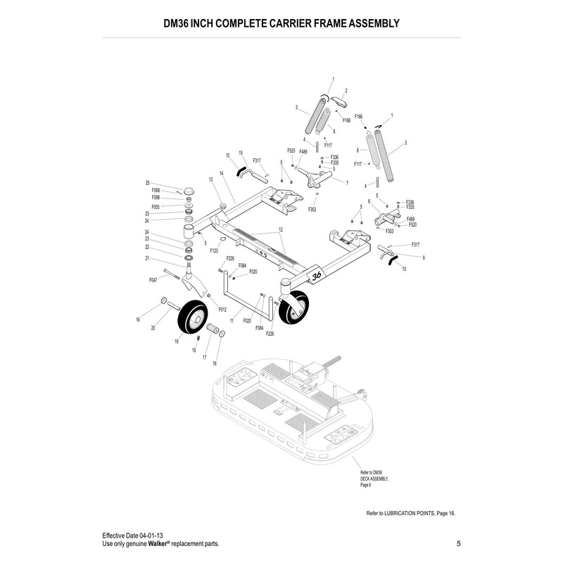 DM36 INCH COMPLETE CARRIER FRAME ASSEMBLY
