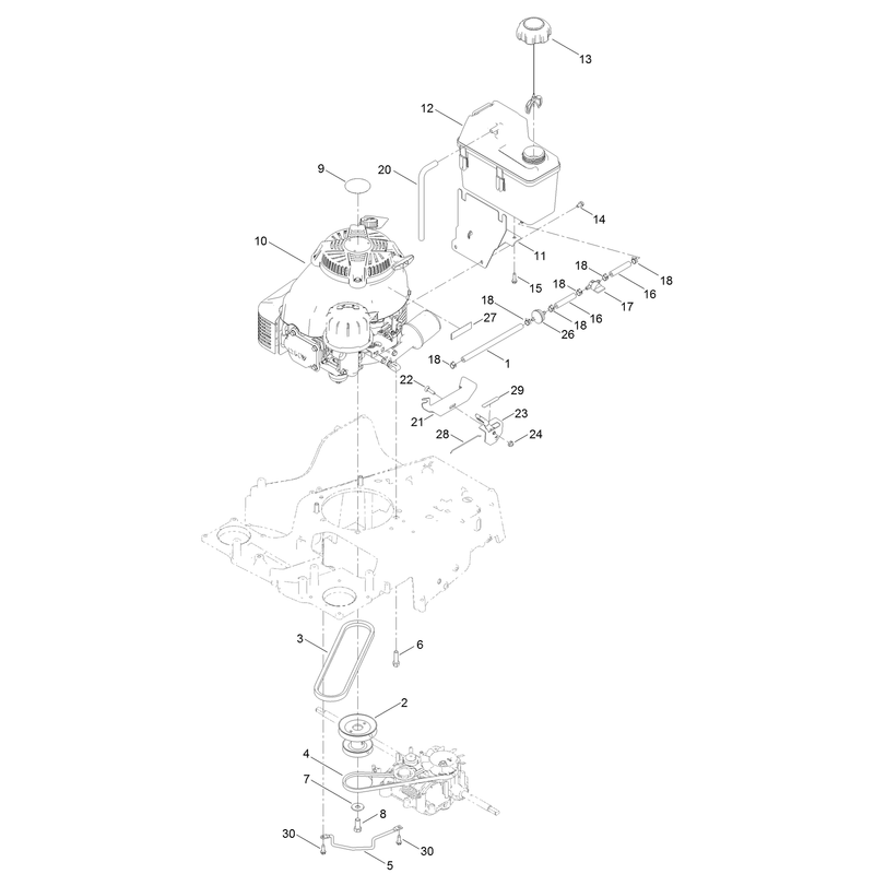 Engine and Fuel Tank Assembly