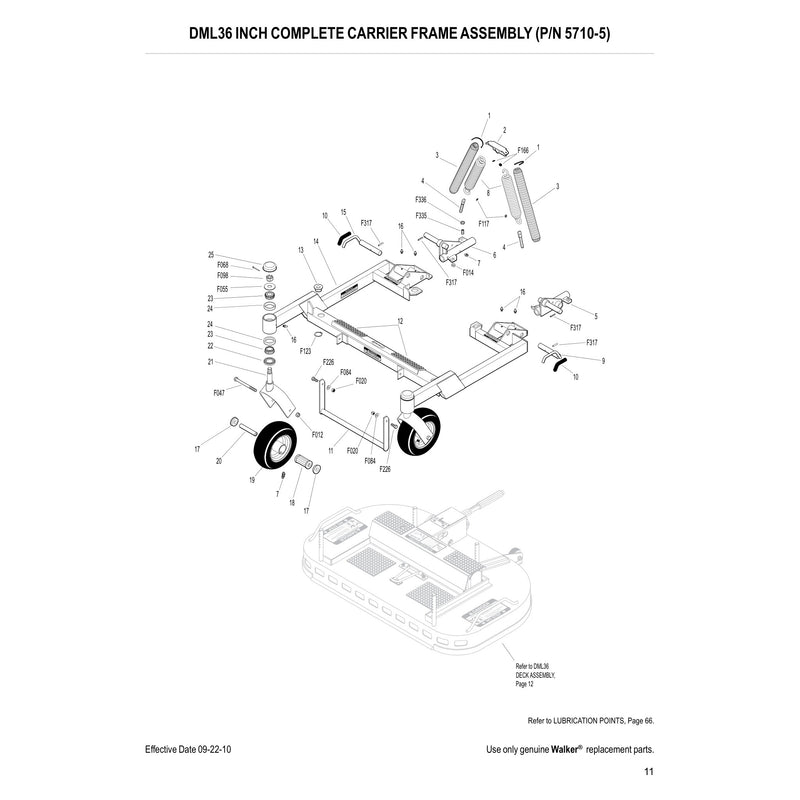 DML36 INCH COMPLETE CARRIER FRAME ASSEMBLY (P/N 5710-5)
