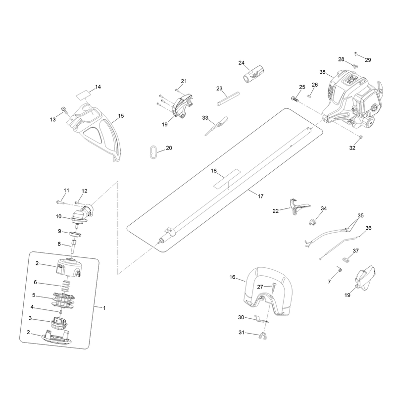 18in Straight Shaft Gas Trimmer Assembly